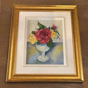 Vibrant Floral Painting in Gold Frame